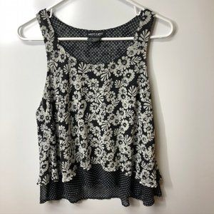 Black and white floral polka dot tank